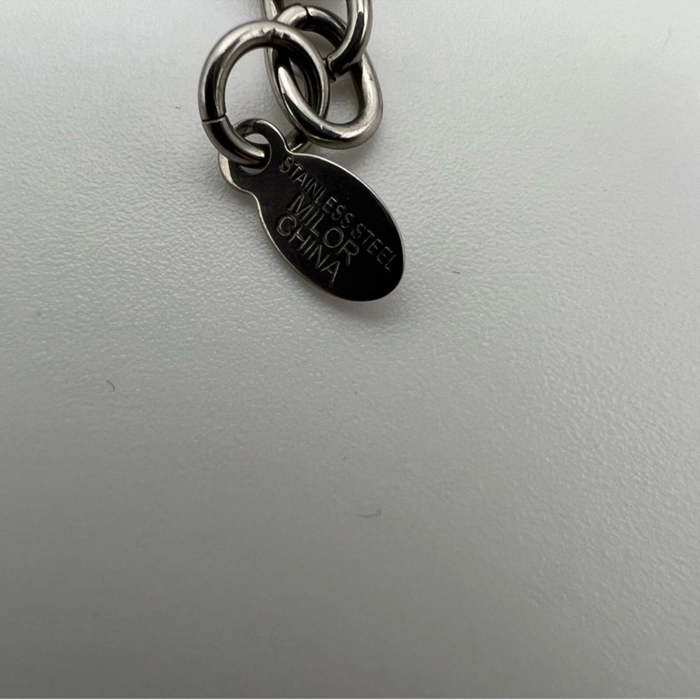 Milor Stainless Steel Chain Link Necklace Heart Pendants - Picture 2 of 3